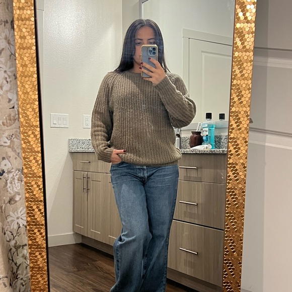 Vintage Taupe Brown Open Knit Chunky Oversized Pullover Sweater - Picture 5 of 11